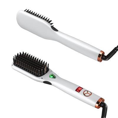 China Ultimate Ionic Straightening Brush Ceramic Hair Straightening Brush Simply White Hair Straightener Brush Hair Straightener Brush for sale