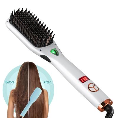 China Ionic Straightening Brush Professional Ceramic Ionic Hair Straightener Brush Multifunctional Hair Straightener Brush for sale