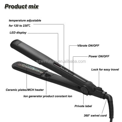 China hotel ionic hair flat iron, korean hair flat iron, ceramic hair straightener with vibration system for sale