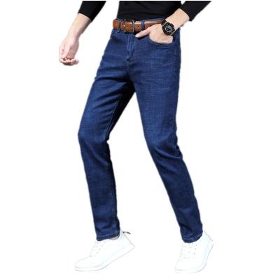 China Sustainable Customized Mens Jeans 2021 Blue Plain Washed Men's Jeans Denim Youth Business Straight Loose Jeans for sale