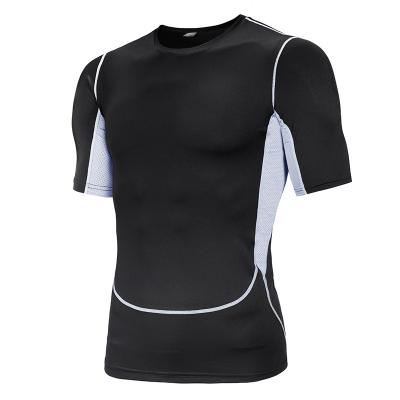 China China Elastic Professional Polyester Black Loose Mens Fitness T Shirts For Men for sale