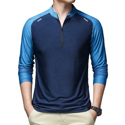 China 2021 Anti-Wrinkle Men's Casual Sporty Zipper Half Sleeve Sports Sweatshirt Pullover T-Shirts Half Long for sale