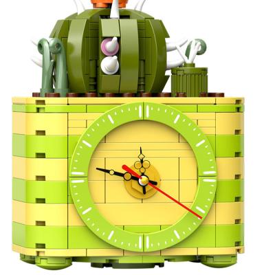 China Photograph 2021 260PCS the latest DIY plastic toy plastic cactus with clock puzzle new technology building block children's gift for sale