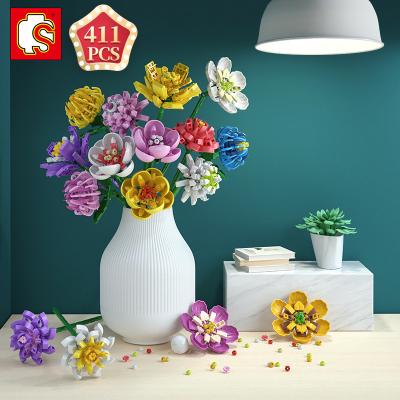 China SEMBO Creation Ideas Flower Plastic Bouquet Building Block Romantic Flower Brick Assembly Diy Toys MOC For Girlfriends Birthday Gift for sale