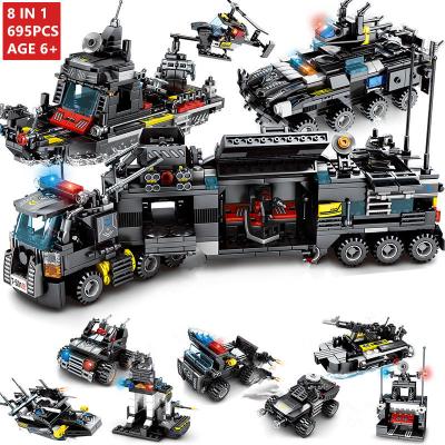 China Building Toy 8Pcs/lot 695Pcs City BANG Truck House Ship Building Blocks Sets Police Order Vehicle Car Bricks Educational Toys For Children for sale