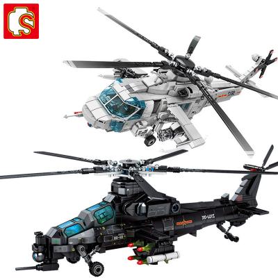 China DIY TOY SEMBO Military Aircraft Z-20 Fighting Helicopter Building Block Armed Soldiers Aircraft Model Bricks Kids Toys For Birthday Gifts for sale