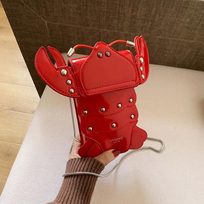 China High Quality New Fashion Lobster Red Women Shoulder Bag Handbag Cross - Body Mini Bag Clutch Bag Young Girl Purse Pu Leather Chain Pocket for sale