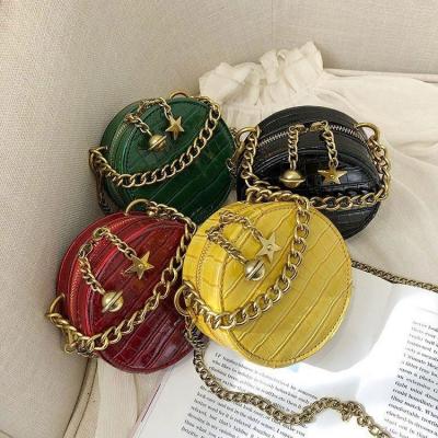 China New Style High Quality 2021 Latest Design Alligator Leather Circle Mini Purses Clutch Round Crossbody Chain Bag For Women for sale