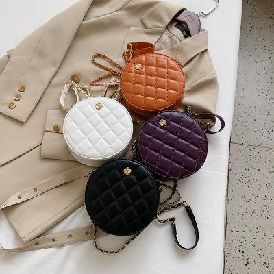 China High Quality Brand Round Handbag Small Diamond Lattice Bags For Women Shoulder Bag Designer Chains Ladies Crossbody Bag Circle Purse Luxury for sale