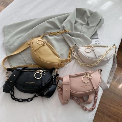 China Hot PU Fanny Packs For Women Ins Solid Color Leather Water Proof 2021 Summer Fashion Small Size Bags Phone Purses Ladies Chest Female Bags for sale