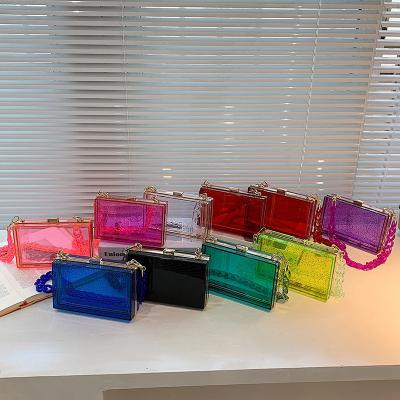 China High Quality Colorful Acrylic Clutch Bag For Lady Evening Party Glitter Clutch Bags With Travel Thick Chain Female Purse And Purses for sale