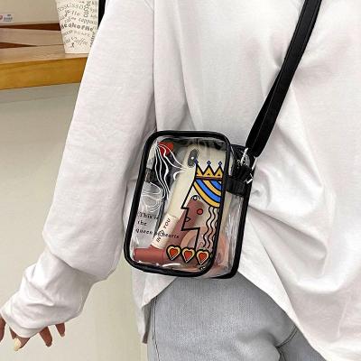 China 100% Eco-friendly Transparent PVC Poker Shaped Shoulder Bags Fashion Casual Women Purses And Handbags Cartoon Printed To Grab Small Cross - Body Bag for sale