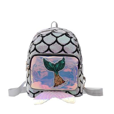 China Fashion Gradient Sequins Anti-theft Glare Mermaid Fish Tails Girl's Shoulder Lady Bags Zipper Travel Backpack School Bag for sale