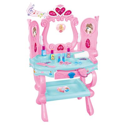 China Plastic Pretend Play Beauty Makeup Game Induction Door Kids Dressing Table Toy for sale