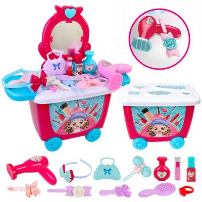 China Plastic Happy Hand Trolley Toys Pretend Play Beauty Makeup Kits Toys Girls Princess for sale