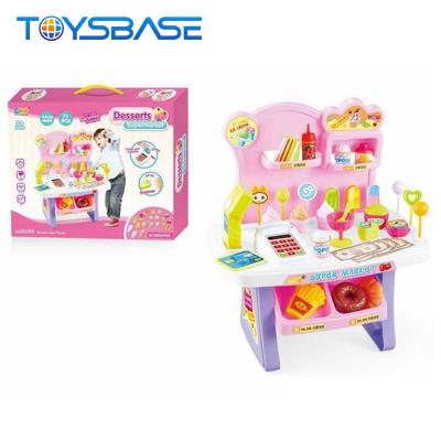 China Plastic Simulation Supermarket Game With Light Music Ice Cream Toy Cash Register Set for sale