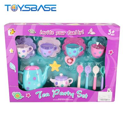 China New Product Plastic Girl Pretend Play Teapot Plastic Toy 16 PCS Tea Set for sale