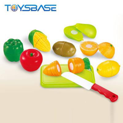 China 10PCS Kids Kitchen Play Set Plastic Fruit Vegetable Cutting Toy for sale