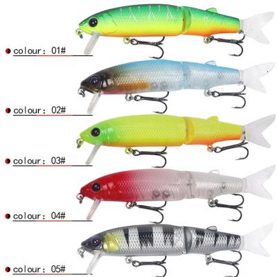 China ABS Plastic Wholesale Floating Plastic Baits Fishing Lure 11.3cm 13.7g Two Sections With Tail Minnow Soft Plastic Suspend Lure for sale