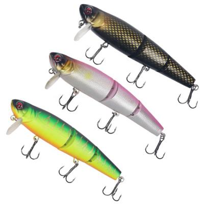 China 1Pcs ABS Plastic Swimbait 3 Sections Water Hook Crankbait 11.5cm Top Crazy 20.5g Wobblers Attached Minnow Fishing Lures for sale