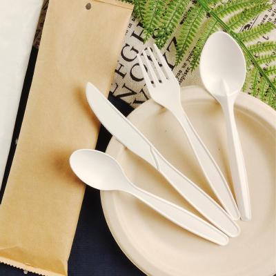 China Ecofriendly PLA Disposable Tableware Fork Spoon And Knife Set Compostable Cutlery for sale