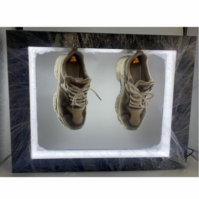 China Acrylic LED Light Square Base Levitate Display Stand Double Two Shoes Magnetic Floating Levitation for sale