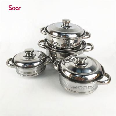 China Sustainable OEM Stainless Steel Soup Pot Cookware Set Pans Pots Pan Cooking Casserole for sale