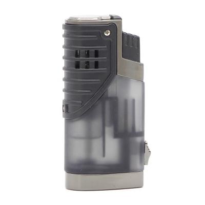 China Custom Plastic Windproof Logo Gun Refillable Butane Jet Lighter Torch Lighter for sale