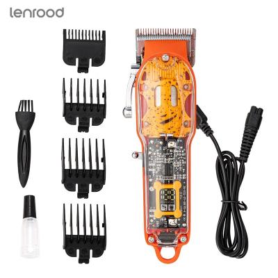 China Lenrood Car Full Hair LRJ-100C Transparent Adjustable Trimmer Blade LCD Display Hair Clippers Men Electric Hair Cutting Machine for sale