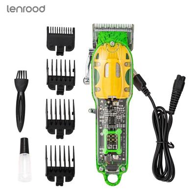 China Hot Selling Car Lenrood Men's Hair Trimmer LRJ-100A USB Rechargeable Full Transparent LCD Display Electric Hair Clippers for sale