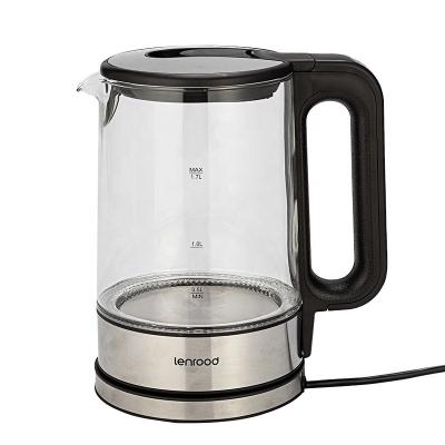 China 360 Degree Base Design LR-8707D Borosilicate Glass New High Powerful Electric Kettle Lenrood 1850-2200W Rotation Electric Kettle With LED Illumination for sale