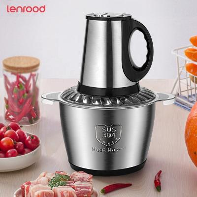 China Lenrood Food Chopper LR-8005-2G2L Good Quality Stainless Steel Electric 2L Choppers and Slicers with Removable Blades for Home Use for sale