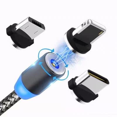 China No Need To Plug And Unplug Free Sample Nylon Braided USB Cable Mobile Phone Usb Charger Magnetic Fast Charging Wholesale Cable for sale