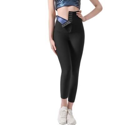 China Wholesale Trainer Antibacterial Custom Logo Adjustable Hooks Tummy Trimmer Waist Control Leggings High Waist Yoga Pants for sale