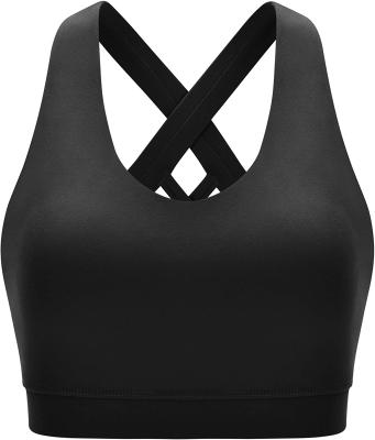 China Antibacterial Double Couples Sports Bras Criss Cross Strappy Padded Back Yoga Bra For Women for sale