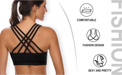 China Antibacterial Sports Bra Activewear Running Fitness Pack Of 3 Padded Top Yoga Strappy Bras For Women for sale