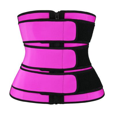 China Wholesale Antibacterial Triple Belts Steel Boned Logo Latex Waist Trainer Slimming Belt Custom Corset Waist Trainer for sale