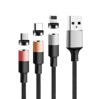 China Up To 3A High Quality Charging Android Mobile 3 In 1 Magnetic Braided Phone Cable Usb Mic For Sumsung/Xiaomi/Oppo for sale