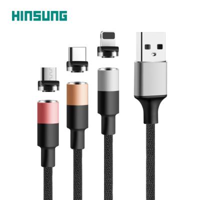 China Up To 3A To IOS Charging Multifunction 3 In 1 Magnetic Braided Micro Phone Usb Cable For Wholesales for sale