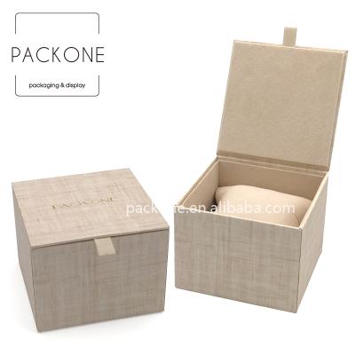 China Eco - Friendly Eco - Retangler Cardboard Jewelry Box Custom Canvas Paper Watch Box for sale