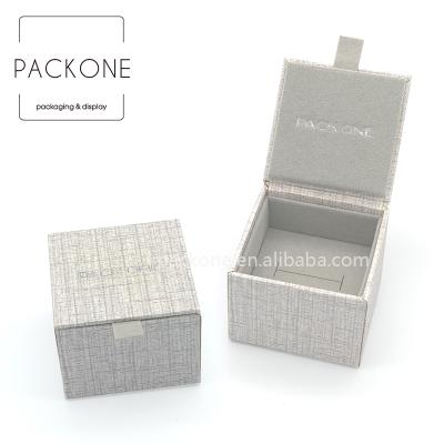 China Eco Hot Plain Eco - Friendly Canvas Cardboard Box With Gray Velvet Ring Box Jewelry Packaging for sale