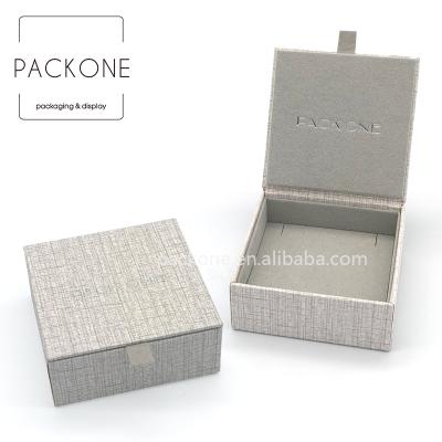 China Eco Hot Plain Eco - Friendly Canvas Cardboard Box With Gray Velvet Pendant Box Jewelry Packaging for sale