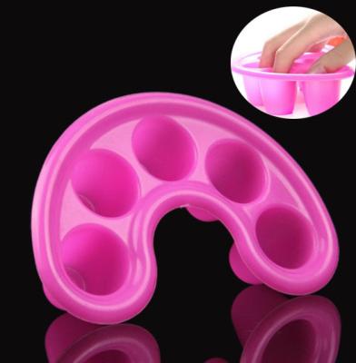 China Professional Plastic Nail Art Remover 5 Finger Holes Soak Off Plastic Tray Nail Art Manicure Bowl For Nail Care Use for sale