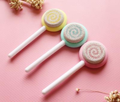 China Pedicure Tools Natural Volcanic Pumice Solvent Callus Lollipop Cute Style Foot Scrub Candy Stone Color Plastic Handle Foot File for sale