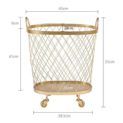 China Clothes Storage Cheap Large Round Children Dirty Clothes To Hamper Wholesale Decorative Laundry Metal Wire Material Laundry Storage Basket for sale