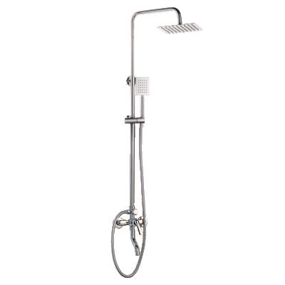 China Without Slide Bar JIENI Bathroom Shower Faucet Set Wall Mounted Chrome Rainfall Hand Spray Mixer for sale