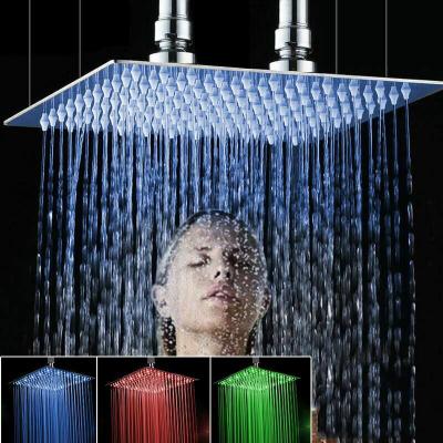 China Without Turnout 24 Inch Large LED Chrome Bathroom Ceiling Mounted Square Shower Head Faucet Brass Rainfall Faucets for sale