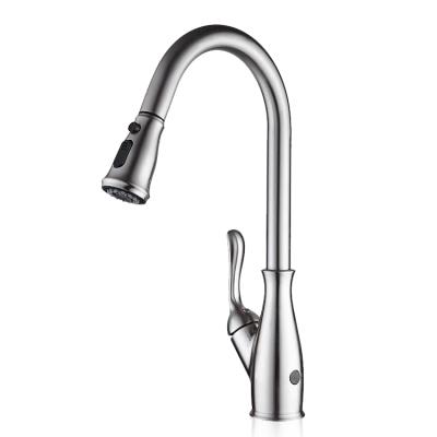 China Modern Sensor Mixer Kitchen Faucet Flexible Hose Pull Down Kitchen Faucet for sale