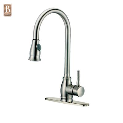 China Thermostatic Faucets Good Quality Deck Mounted Mixer Tap Brass Brushed Nickel Pull Out Kitchen Sink Faucet for sale