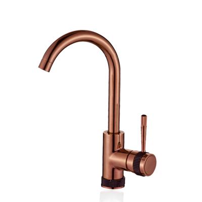 China Thermostatic Faucets Rose Gold Brass Single Hole Stainless Steel Pull Out Kitchen Faucets Faucet for sale